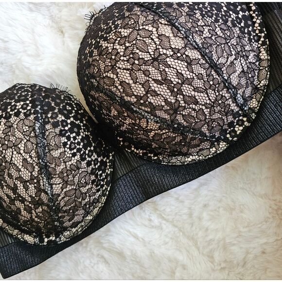Victoria's Secret Black and Cream Lace Bra - Picture 3 of 6